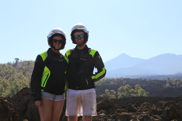 Couple posing in front of Teide