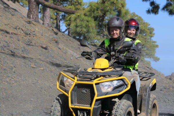 two people on a yellow quad on Teide, Tenerife