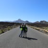 Couple posing on a on a road on Mount Teide in Tenerife