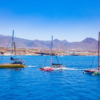 Three Catamarans sailing of the coast of Tenerife