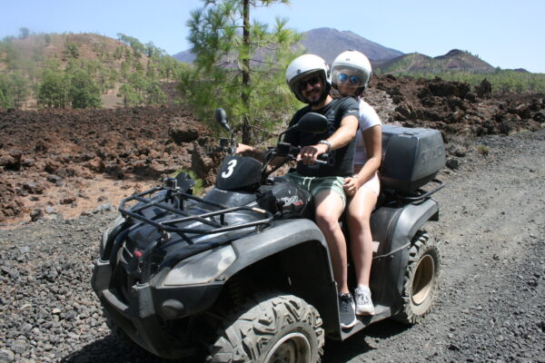 2 people on a quad in the Teide Forest