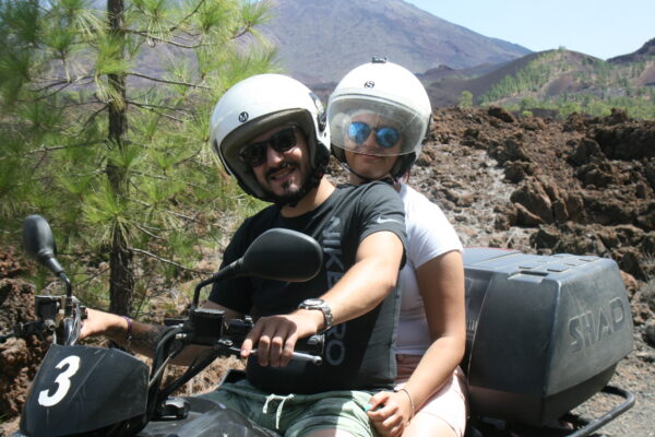 2 people on a quad in the Teide Forest