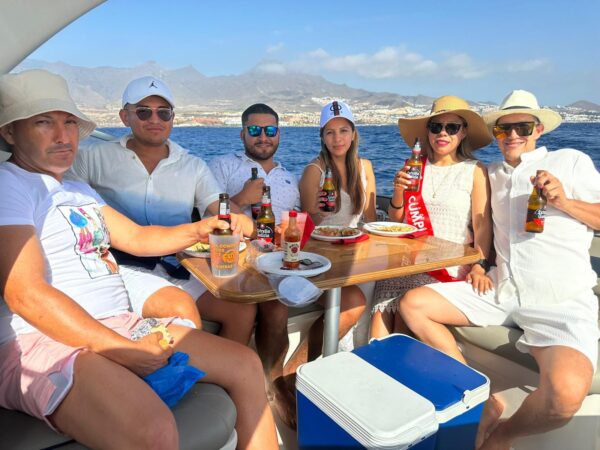 Group drinking on a boat trip