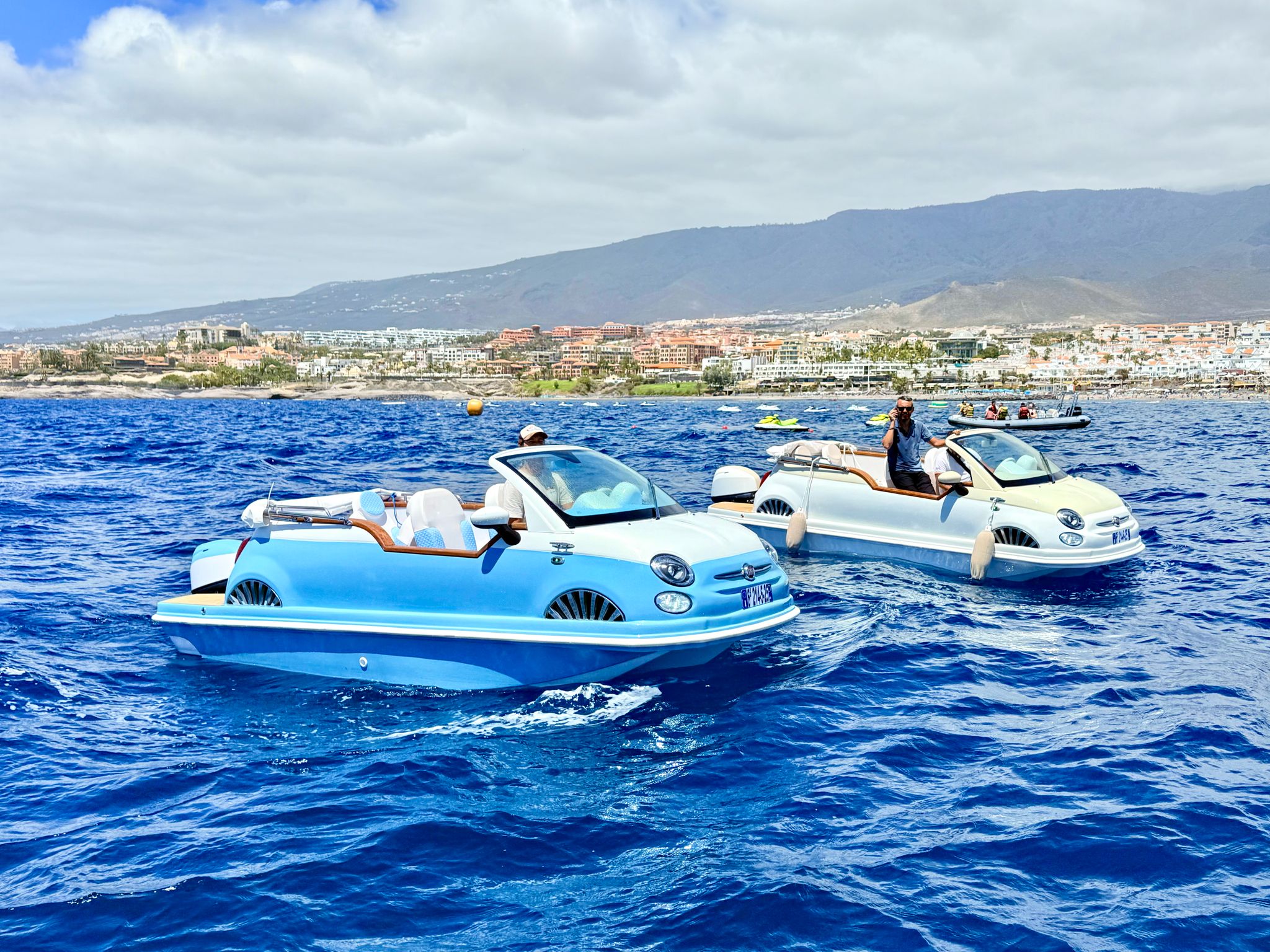 two Fiat 500 boats on the Ocean in Tenerife